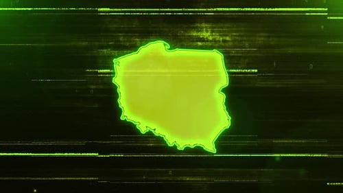 Digitale futuristische Glitch-Karte von Polen