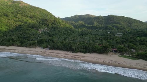 Aerial view of picturesque Playa El Valle beach on the Samaná peninsula in the Dominican Republic