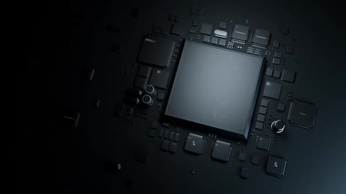 Digital Chip Data Processing Circuit Board Animation