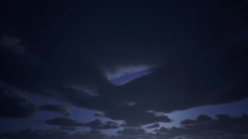 Moving Night Sky with Dark Clouds and Stars