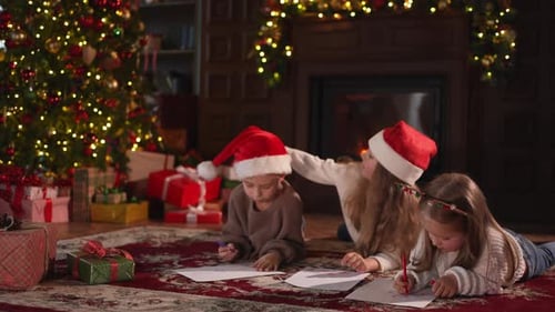 Children Writing Letters to Santa on Christmas Eve
