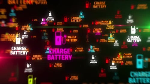 Charge battery symbol tunnel effect fly between