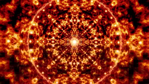 Burning Circle on the Fire Mandala Background Seamless Loop
