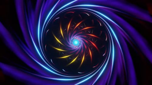 Las luces de neón brillan hipnóticamente en un bucle VJ dinámico y vibrante