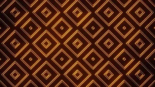 Orange On Black Abstract Neon Glowing Square Patterns Background Vj Loop Animation In HD