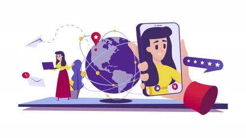 Global Video Call On Social Media 2D Motion Graphics 4K