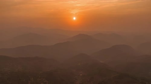 Beautiful Natural lake with mountains and river in the background at sunset scenery time-lapse