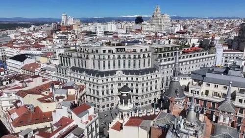 Scenic Madrid Skyline at Madrid Community of Madrid Spain.