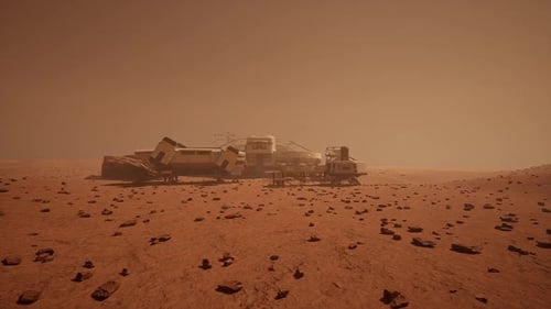 Mars Colony Base Showcasing Human Habitation on the Red Planet Surface