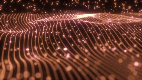Abstract Flowing Glowing Lines and Particles Background Loop