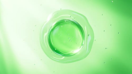 Abstract green glass spheres, green cells, 3d rendering.