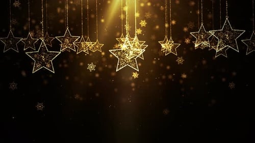 Sparkling Golden Stars and Snowflakes Festive Celebration Background