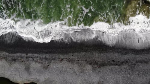 Waves Crashing on Black Sand Beach