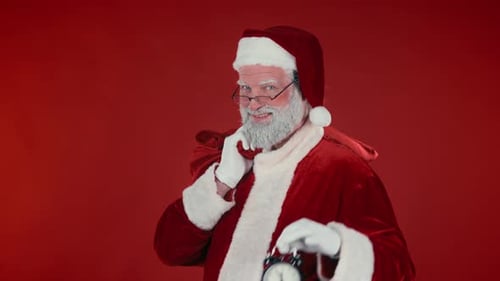 Santa Claus Holding an Alarm Clock
