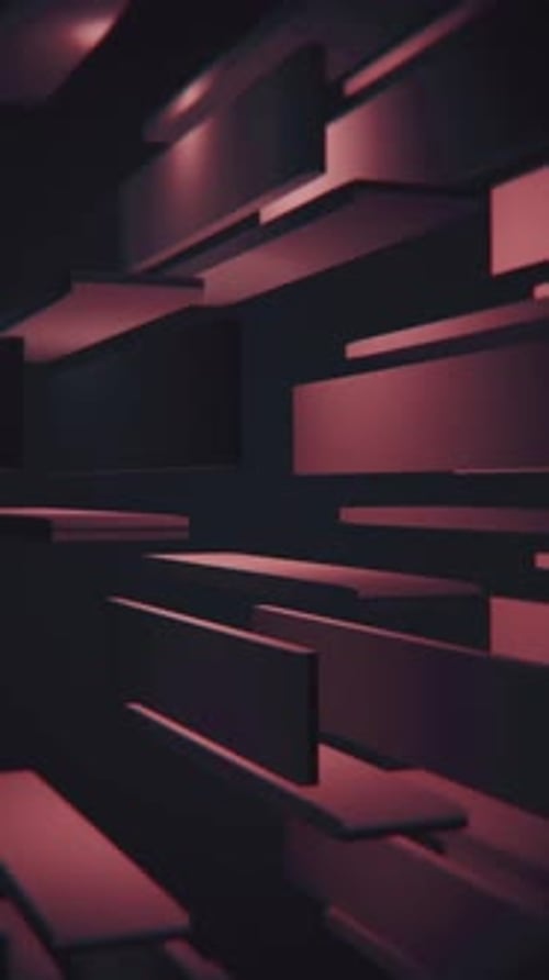 Dynamic Abstract Red Geometric Blocks 3D Background Loop