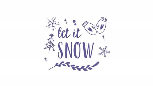 let it snow handwritten animated icon, winter quotes text animation