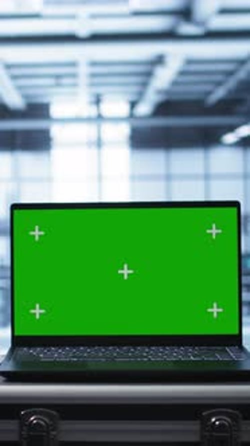 Vertical Video Mockup Laptop in Data Center Running Error Checking Software Monitoring Hardware