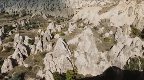 Aerial Footage of Red Valley Rocks in Goreme Capadoccia Turkey