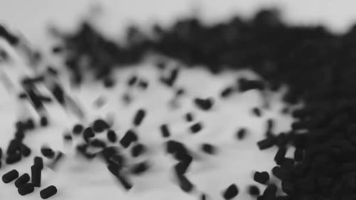 Abstract Cascade of Black Particles Falling Down