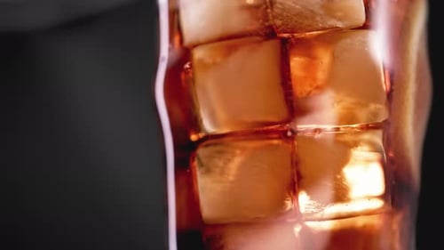 Iced Cola with Lemon Slice Close Up