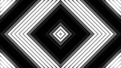 Dynamic monochrome tunnel animation with rhythmic geometric patterns