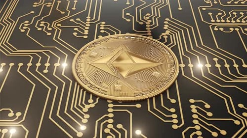 Loop Gold Crypto Currency Ethereum World in Circuits