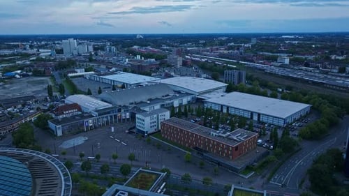Aerial view of Messe und Congress Centrum Halle Münsterland in Münster , Germany