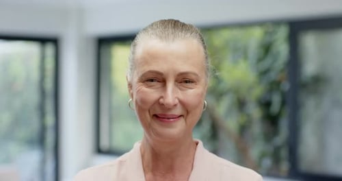 Smiling Mature Woman Close Up Portrait