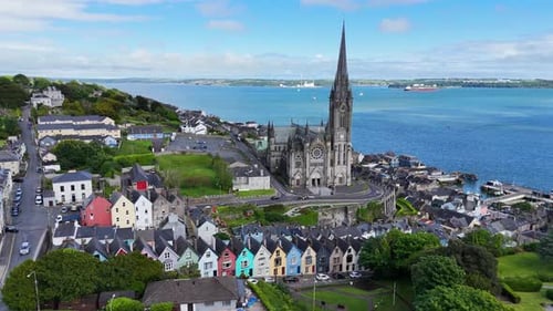 Bird's-eye view of Cobh, a charming coastal town, Ireland