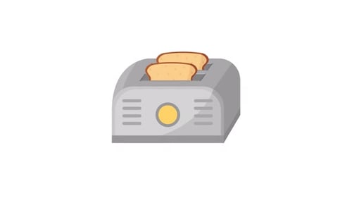 Flat Design Toaster Animation with Pop-Up Bread
