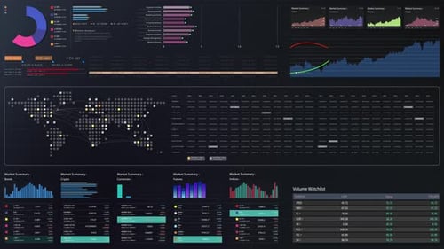 Animated Corporate Financial Data Dashboard Display