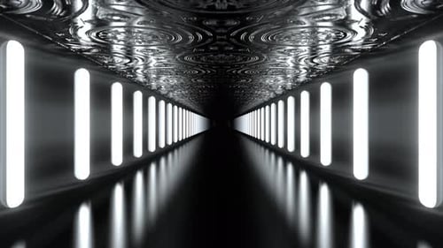 White Neon Sci Fi Alien Corridor Background Vj Loop I 4K