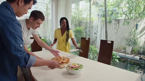 Friends Gathering for Lunch at Bright Home