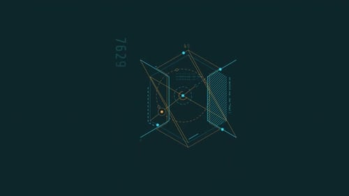 Animation en boucle de cercles dans un élément HUD hexagonal