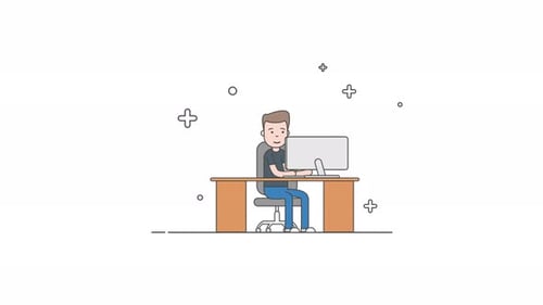 Young Professional Working In Office 2D Motion Graphics Animation 4K