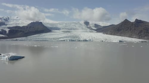 Fjallsarlon glacier lagoon, Iceland, from drone