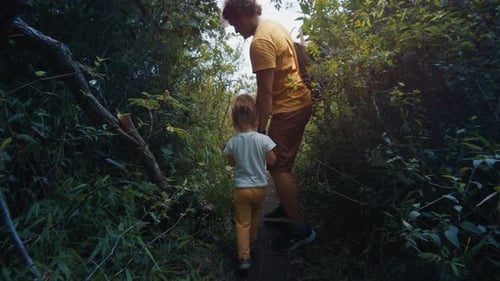 Family Hiking in the Forest