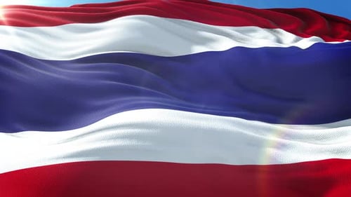 Realistic Thailand Flag Waving Seamless Loop Animation