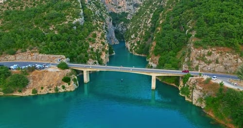 Aerial View of Gorges Du Verdon and Galetas Bridge Magnificent Nature Aerial Journey Above Verdon