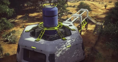 Futuristic Desert Research Station Animated Scene