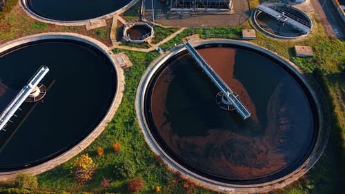 Aerial View of Wastewater Treatment Plant Facility