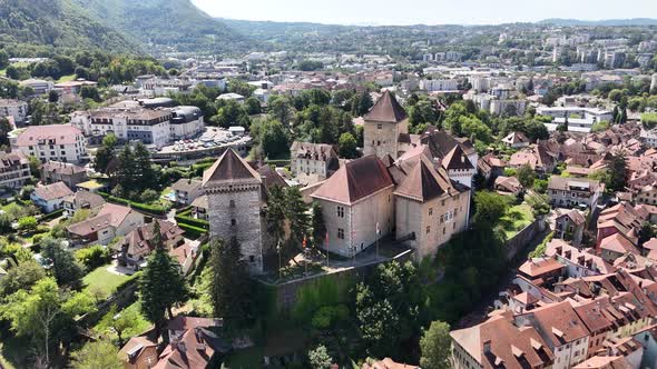 Bird's-eye view of Museum Castle of Annecy (Musee-Chateau), France ...