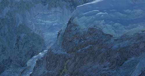 Khumbu Glacier with Rocky Climbing Trails Everest Region, Nepal Mountain Landscape