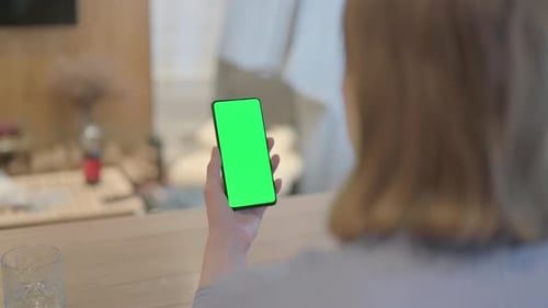 Close Up of Young Woman Using Phone with Green Screen