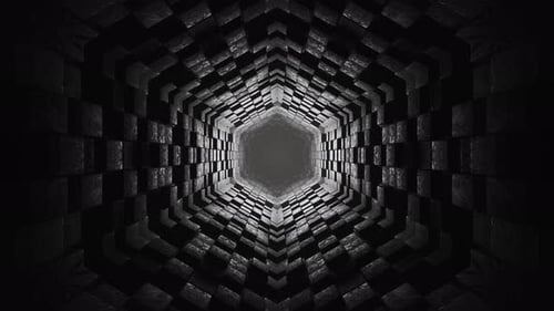 Kaléidoscope Dark Tunnel avec lumière rayonnante. Animation en boucle