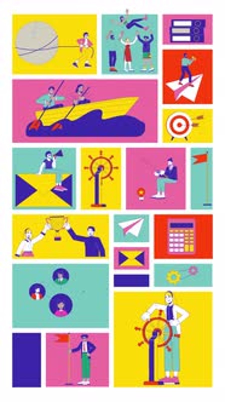 Strategy, productivity and goal setting bento grid vertical animation ...