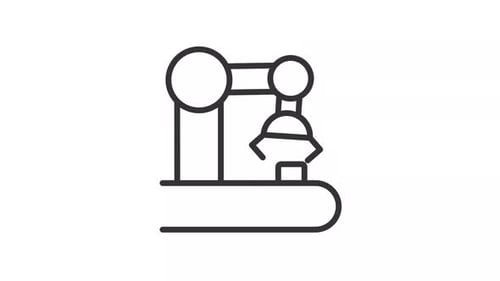 Animated Industrial Robotic Arm Processing Flat Design Icon