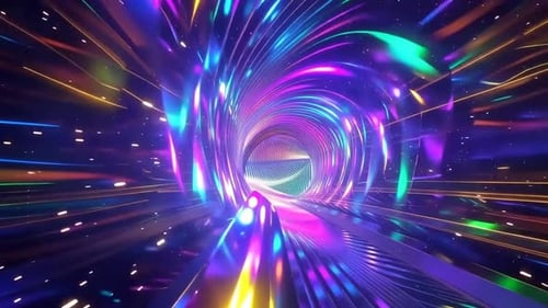 Hochgeschwindigkeits-Neontunnel-Bewegungsgrafik-Hintergrund mit Vibran