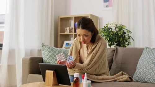 Woman Telemedicine Appointment Showing Medication At Home