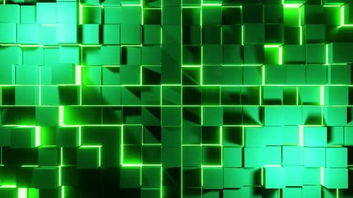 Metal Green Neon Cubes Lights Vj Loop Background Animation